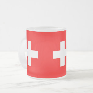 Fryst litet glas mugg med flagga Schweiz