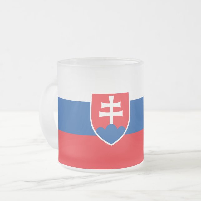Fryst litet glas mugg med flagga Slovakien (Framsida vänster)