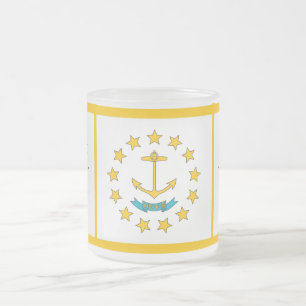 Fryst, litet glas mugg med flagga USA