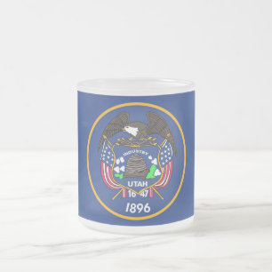 Fryst litet glas mugg med flagga Utah, Förenta sta