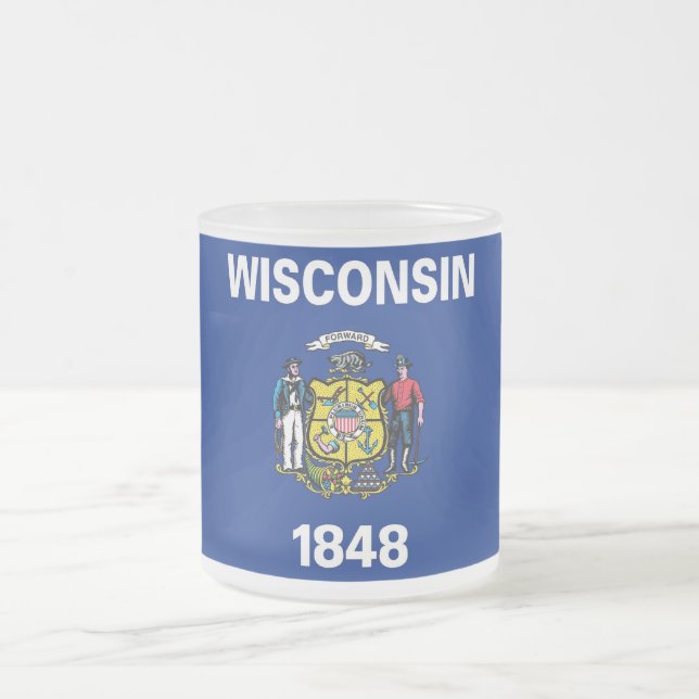 Fryst litet glas mugg med flagga Wisconsin (Center)