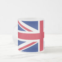 Fryst litet glas mugg med Förenade kungariket flag