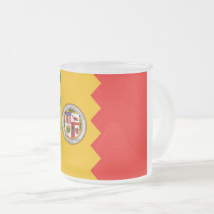 Fryst litet glas mugg med Los Angeles flagga
