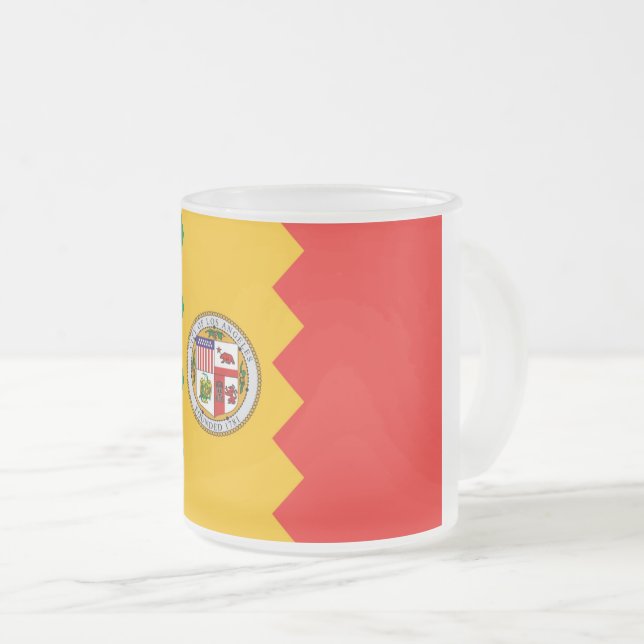 Fryst litet glas mugg med Los Angeles flagga (Framsida höger)