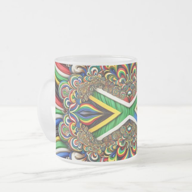 Fryst litet glas mugg med sydafrikanska Färg (Framsida vänster)