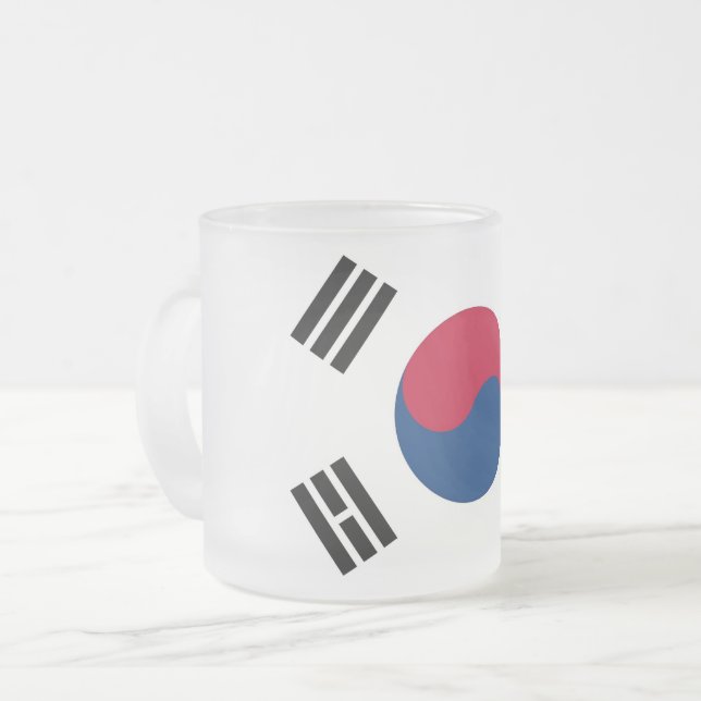 Fryst litet glas mugg med Sydkoreas flagga (Framsida vänster)