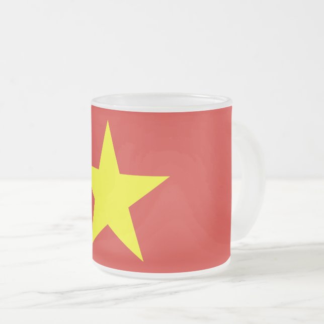 Fryst litet glas mugg med Vietnam flagga (Framsida höger)