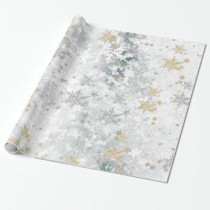 Fryst Sjö Ice Fresh Guld & Silver Snöflingor Presentpapper
