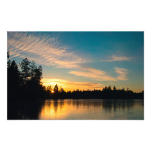 Fryst Sjö vid Sunset Fototryck