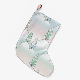 Fryst Skog Elegans Vinter Träd Design Liten Julstrumpa