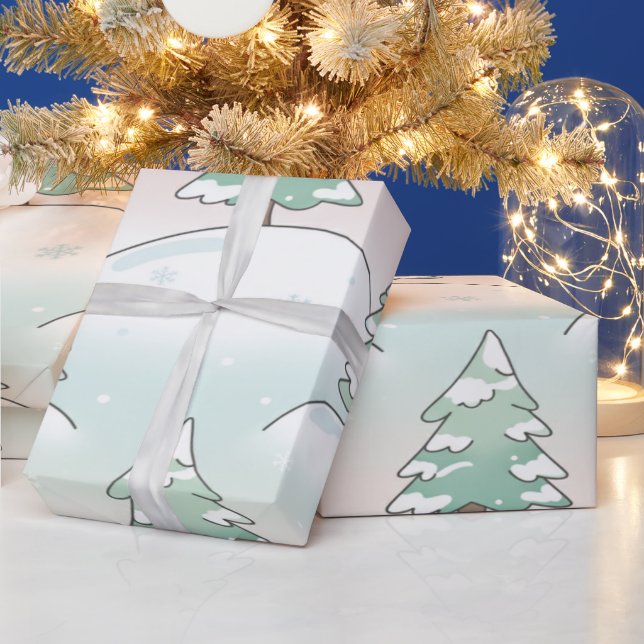 Fryst Skog Elegans Vinter Träd Design Presentpapper (Helgdagar)