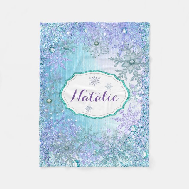 Fryst snöflinga anpassad fleecefilt, 76x102 cm fleecefilt (Framsidan)