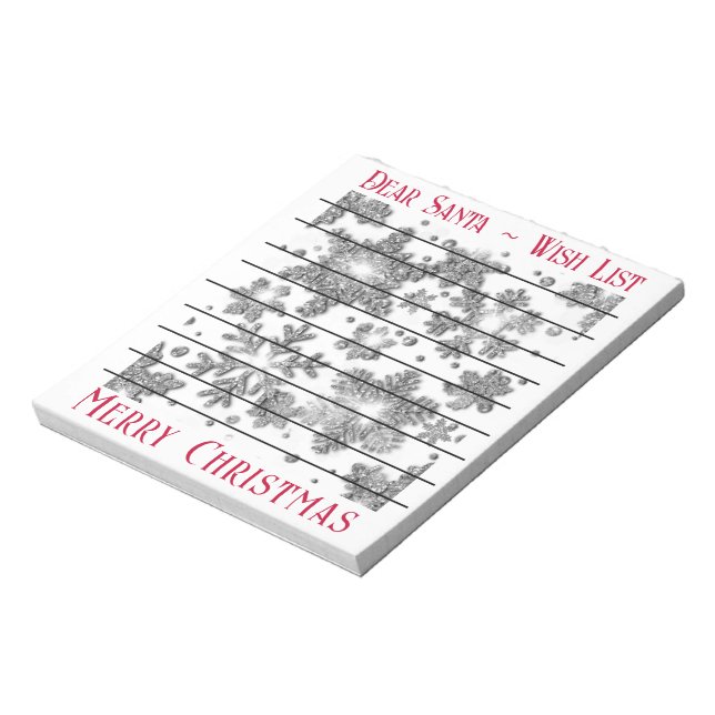 Fryst snöflingor, tomtens önskelista anteckningsblock (Roterad)