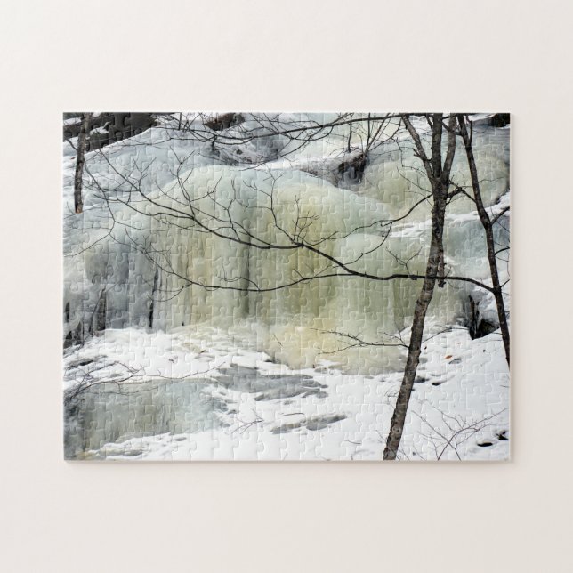 Fryst vattenfall, gult pussel (Horisontell)