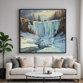 Fryst vattenfall - Impressionism Stil Nature Art Poster