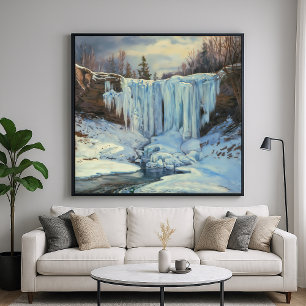 Fryst vattenfall - Impressionism Stil Nature Art Poster