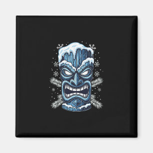 Fryst vinter Tiki hawaiianskt fest Luau kallt helg Magnet