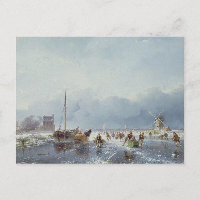 Fryst vinterscen vykort (Framsida)