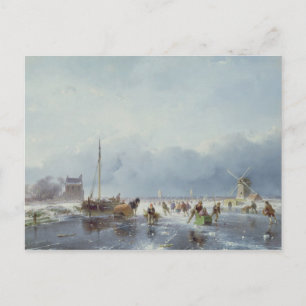 Fryst vinterscen vykort