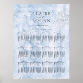 Fryst Winter Silver Snöflingor Bröllop Poster