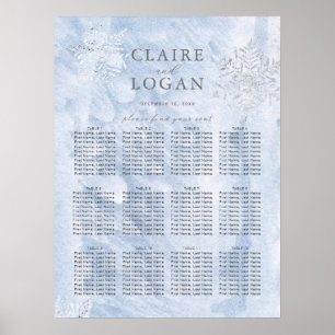 Fryst Winter Silver Snöflingor Bröllop Poster
