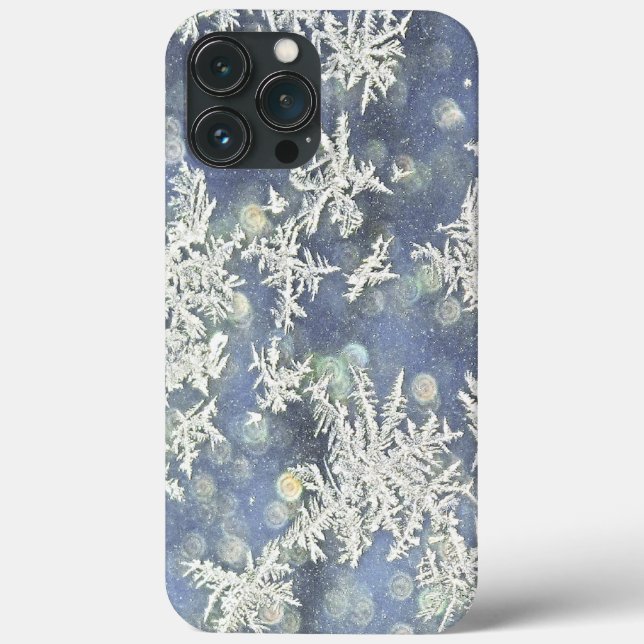Frysta frostflingor Blå Makro Naturfotografi (Baksida)