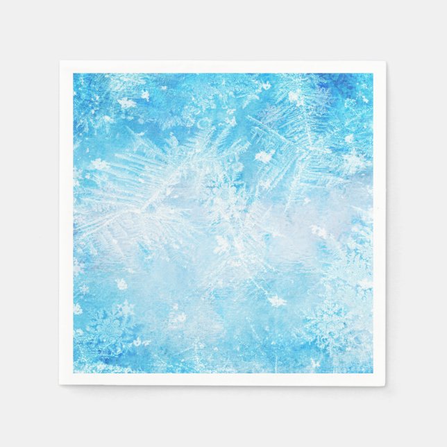 Frysta is vinter snöflingor fest middag servetter (Framsidan)