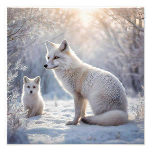 "Frysta obligationer: Arktiska räven och hennes Un Fototryck