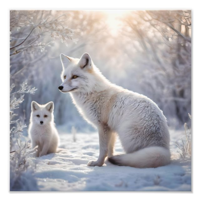 "Frysta obligationer: Arktiska räven och hennes Un Fototryck (Framsidan)