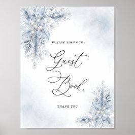 Frysta vita bär Bröllopsdusch Gästboksskrivare Poster