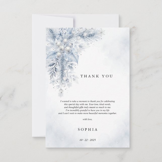 Frysta vita bär Vinter Bröllopsdusch Platt  Tack Kort (Framsida)