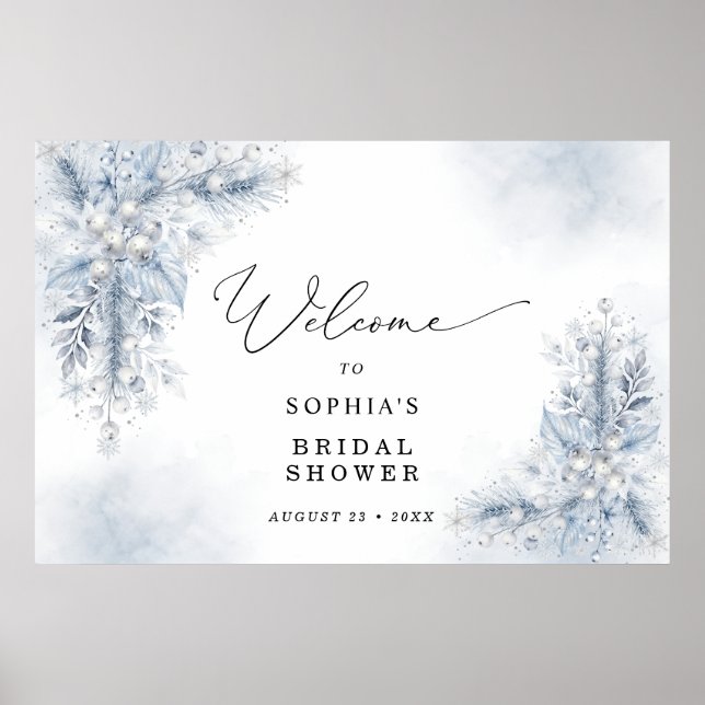 Frysta vita bär Vinter Bröllopsdusch Välkommen  Poster (Framsidan)