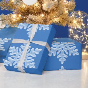 Fryste isigblått övervintrar frostig snöflingor presentpapper