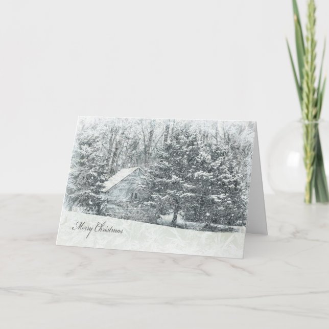 fryststuga God jul land-kabin Helgkort (Framsida)