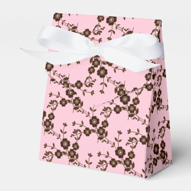 FS Stil 1-S Rosa-Brown-FAVOR BOXES, tält stil Presentaskar (Framsidan Sidan)