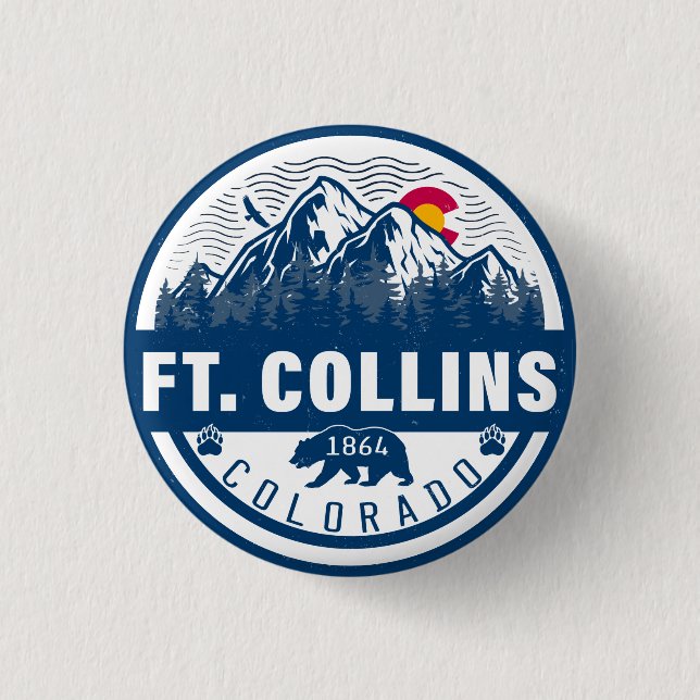 Ft Collins Colorado Flagga Mountain City Hiking Sk Knapp (Framsida)
