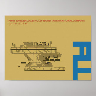 Ft. Diagram över Lauderdale Airport (FLL) Poster
