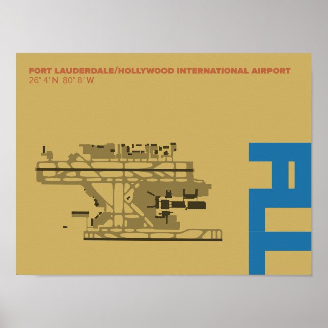 Ft. Diagram över Lauderdale Airport (FLL) Poster (Framsidan)
