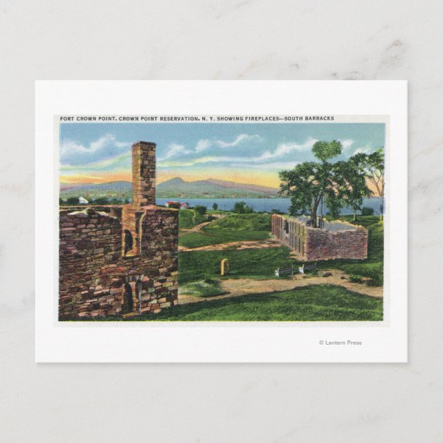 Ft Krona Point View of South Barracks Vykort (Framsida)