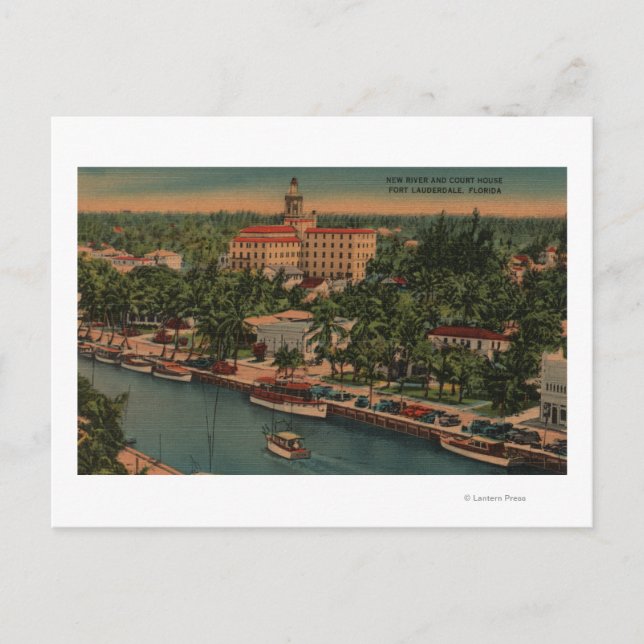 Ft. Lauderdale, FL - View of New River & Court Vykort (Framsida)
