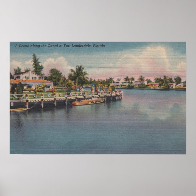 Ft. Lauderdale, Florida - Canal Scene Poster (Framsidan)