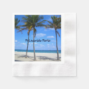 Ft Lauderdale Florida Sand Beach & Handflatan Trä Pappersservett
