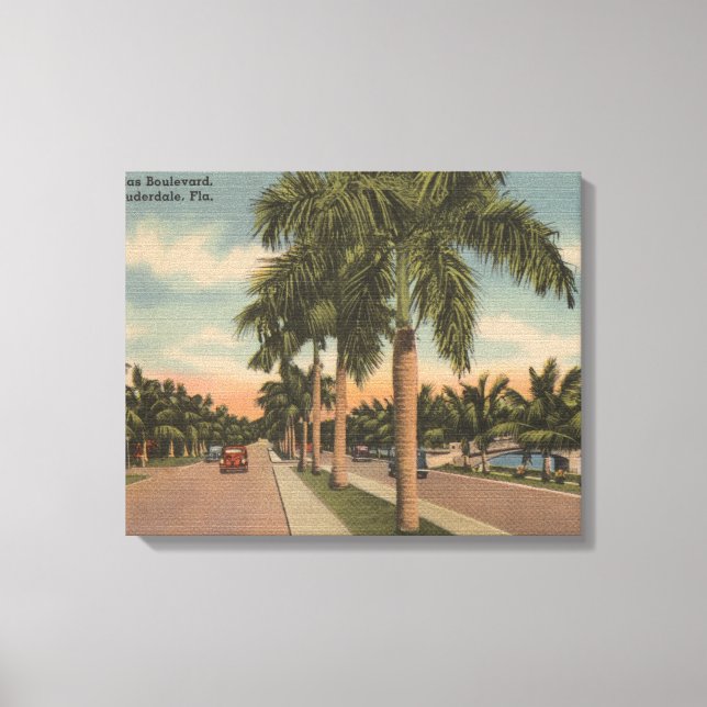 Ft. Lauderdale, Florida - View of Las Olas Canvastryck (Framsida)
