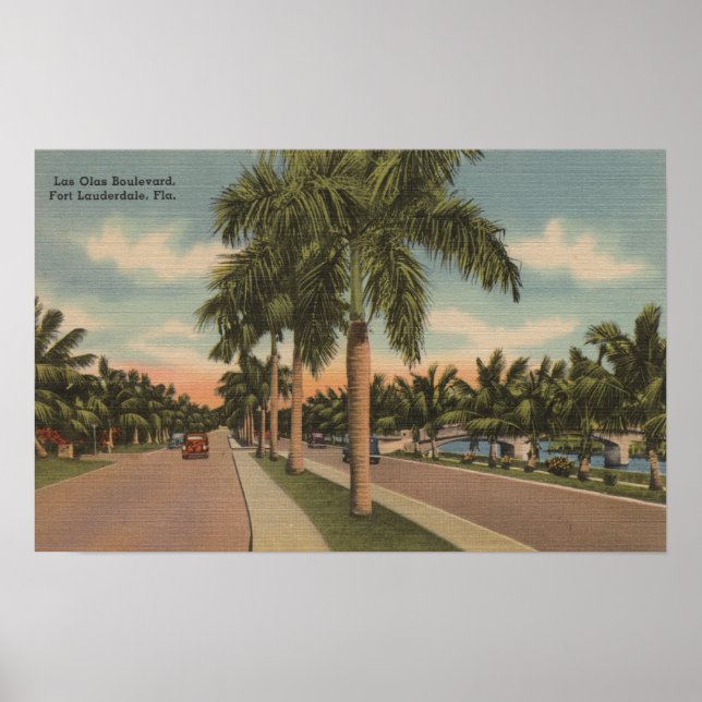 Ft. Lauderdale, Florida - View of Las Olas Poster (Framsidan)