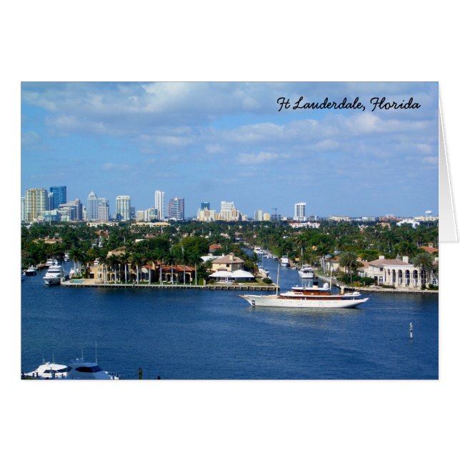 Ft Lauderdale Intracoastal Waterway & Skyline Hälsningskort (Framsidan Horizontal)