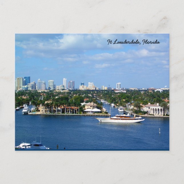 Ft Lauderdale Intracoastal Waterway & Skyline Vykort (Framsida)