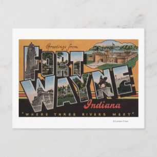 Ft. Wayne, Indiana - Large Brev Scenes Vykort