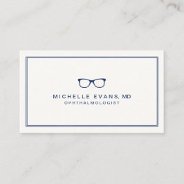Ftalmologer Navy Blue och Ivory Eyeglasses Visitkort