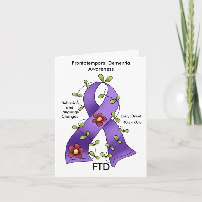 FTD Frontotemporal Dementia Lila Ribbon Notecard Kort (Framsida)