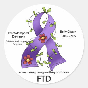 FTD Lila Ribbon Sticker Runt Klistermärke